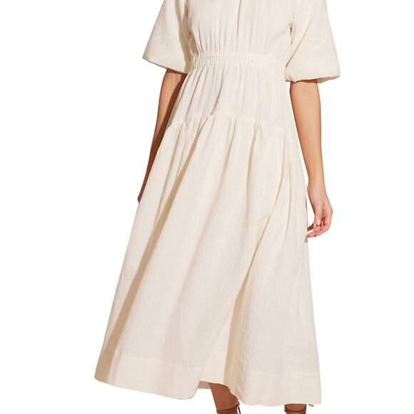 STAPLE THE LABLE | NWT | cream clinched waist tiered midi dress | SIZE M - Picture 1 of 6